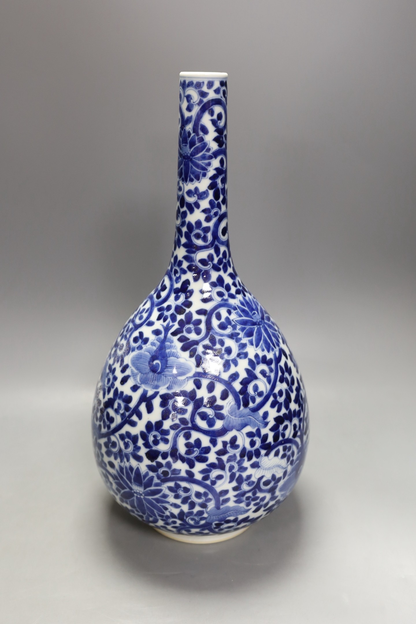 A Chinese blue and white bottle vase, 40 cms high.